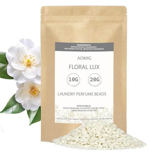 Aomig Perlas Lavadora Perfumadas, 500g Perfume para la Colada Perlas de Fragancia, Perfumador Ropa para un Frescor Mas Suave y Duradero, Blanco Floral Lujo