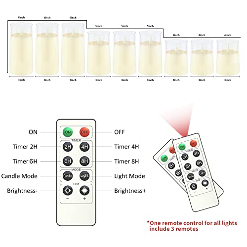 Nimiko Flameless Candles With Remote, Led Pillar Candles With 10-Key Remote Control And 2/4/6/8H Timer, Battery Operated Flameless Candles For Party Christmas Decor Set Of 9 (D3 *H4 5" 6")(Ivory) #TOP2