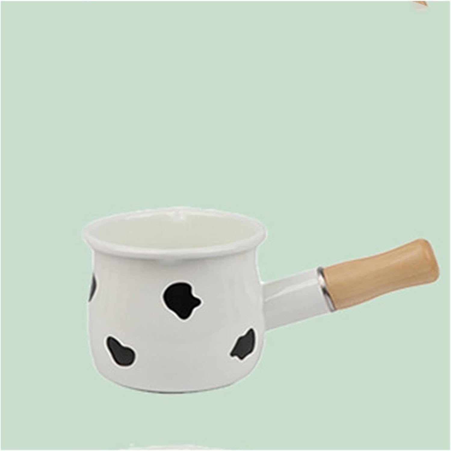 Mini Enamel Milk Pot Non-stick Mini Saucepan Butter Warmer Milk Boiling Melting Pot with Wooden Handle Small Cookware(Onecolor)