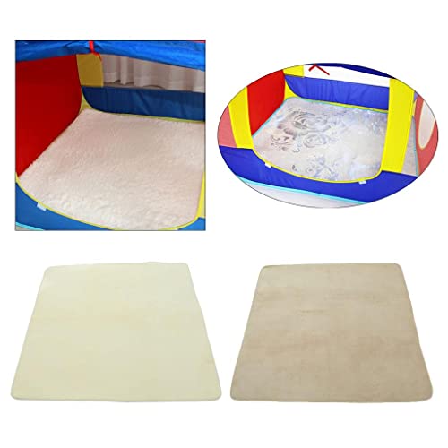 Image of 1.2M Soft Coral Fleece Kids Baby Indoor Playhouse Tent Carpet Rug Pad Bedroom Cushion Floor Activity Toy -Square Beige