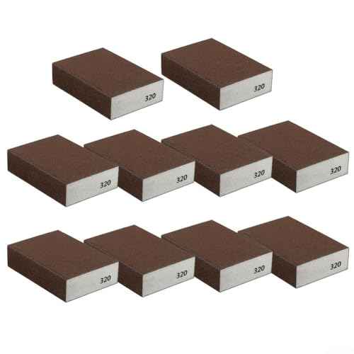 Jonikuper Lot de 10 éponges de ponçage humides et sèches, tampons en mousse abrasive pour polissage, grain 7 (60#-320#), papier de verre flexible réutilisable pour bois, métal, plastique, cloison