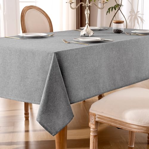 Nappe aspect lin grise 140x300 cm en polyester imperméable - 2