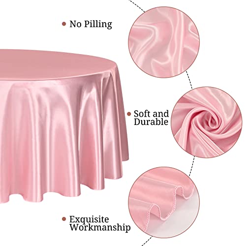 12 Pcs 108 Inch Rose Gold Round Satin Tablecloth Premium Silky Table Cloth Smooth Fabric Tablecloth Cover Bright Sikly Satin Tablecloths For Wedding Party Banquet Big Event Kitchen Dining Table Covers #TOP2