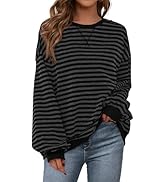 PRETTYGARDEN Womens Striped Oversized Sweatshirt Color Block Crew Neck Long Sleeve Casual Loose P...