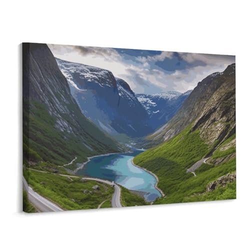 Décoration murale fjords norvégiens cadre toile salon maison 40x30