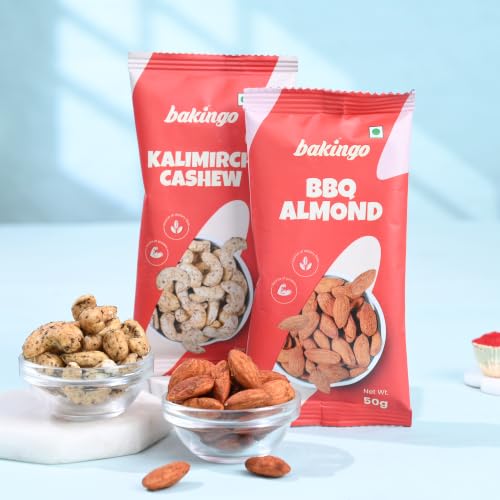 Image of FlowerAura Rakhi For Brother With Dry Fruit - Set Of 3 Stones Rakhi With Kalimirch Cashew, BBQ Almonds & Roli Chawal Tikka - Festive Hamper Gift For Brother | Bhai | Cousin | Rakshabandhan Gift