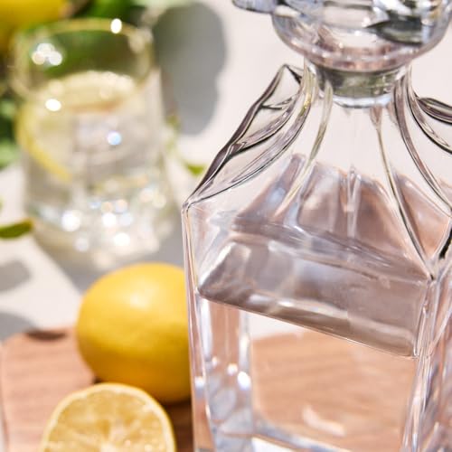 900ml Glass Decanter Gin Vodka Tequila Spirits Decanter Carafe with Weighted Stopper Lead Free Glass Jug Wedding Anniversary Glassware Gift (Flat Stopper) - Image 4