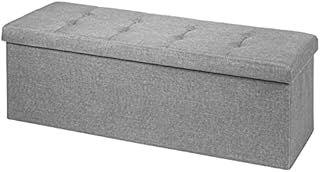 CASART Folding Storage Ottoman, 3-in-1 Fabric Storage Organiser Chest Footstool with Divider, Padded Storage Box Hallway Footrest Bench for Living Room Bedroom Entryway (110 x 38 x 38cm, Light Grey)