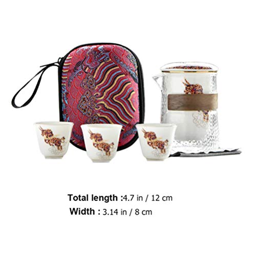 CLISPEED Bule de Vidro Com Infusor Cerâmica 4Pcs Copos de Cerâmica Bule de Chá Chaleira Fogão Seguro