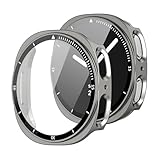 2 custodie protettive con pellicola protettiva per Samsung Galaxy Watch 8 40 mm, protezione completa a 360° con anello lunetta, protezione totale, protezione integrata antigraffio in vetro temperato