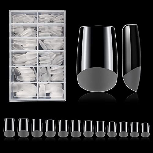 240 Pièces 12 tailles faux ongles carrés, couverture complète Faux Ongles avec boîte pour Manucures à Domicile Et Salons, Carré Court Cover