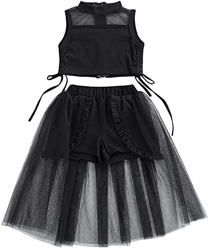 Image of Kids Baby Girls Outfits Floral Ruffle Off Shoulder Crop Tops + Bowknot Denim Shorts Skirt Set Toddler Summer Clothes