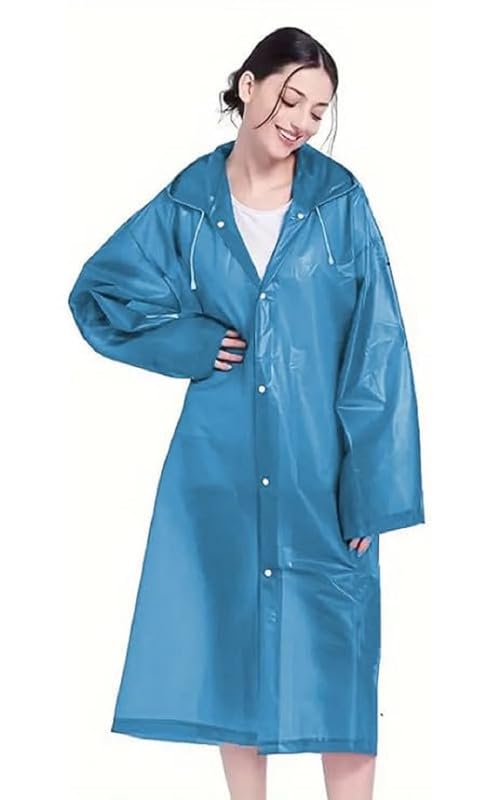 w+ EVA Waterproof Rain Coat Hooded Universal Outdoor Water Resistant Portable Suit for Men Women Boys & Girls (Dark Blue)-picture-16