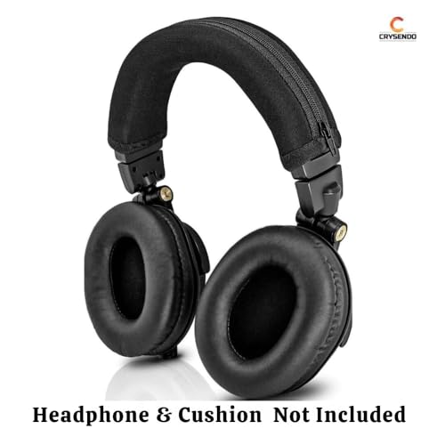 Image of Crysendo Audio Technica Headphone Headband Cover | Replacement Leather Headband Compatible with ATH-M50, M50X, M50S, M50RD, M40X, M30X, M20X Headphones | Headband Cushion (Black)
