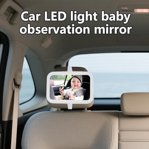 Miroir bébé voiture avec LED anti-éblouissement rechargeable USB - 3