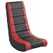 FDP Soft Youth Floor Video Rocker - Cushioned Ground Chair for Kids Teens - Great for Reading, Gaming, Meditating, TV - Black/Red