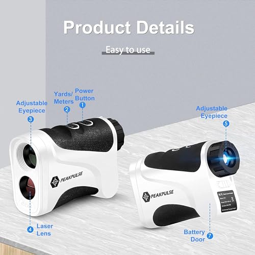 PEAKPULSE Golf Rangefinder 650/1200/1700 Yards Range Finder Golfing 6X Magnification 0.5 Yard Accuracy Flag Pin Lock Vibration Fast Focus - Thumbnail 7