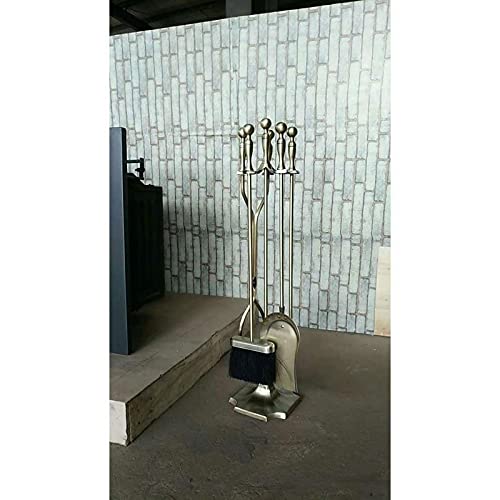 Herramientas para Chimeneas Juego de herramientas de chimenea Conjunto de herramientas de fuego de fuego de hierro forjado de 5 piezas con póquer punzón pinceladas de pincel de pincel de fuego interio