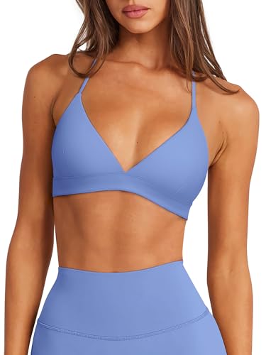 LASLULU Womens Double Lined Criss Cross Sports Bra Sexy Adjustable Spaghetti Straps Wireless Workout Bralettes No Padding2