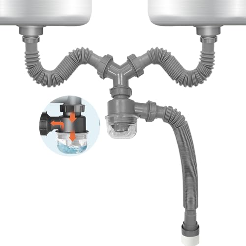 QruiLanTu Kit de vidange double pour évier,1½
