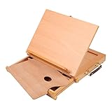 Falling in Art Adjustable Solid Wood Table Sketch Box Easel with Storage Drawer