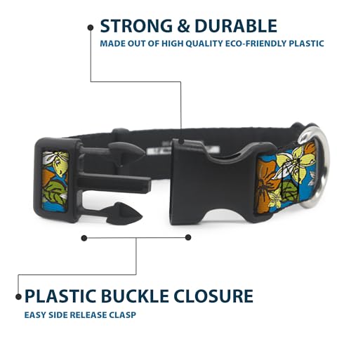 Collar para perro pequeño azul y naranja con cierre de plástico Buckle-Down Hibiscus 5