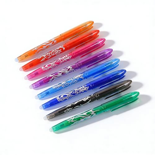 8-Piece Erasable Gel Pens Set 0.5mm Fine Tip Smooth Writing Rubber Comfort Grip School Office Supplies good for Daily Writing Use
