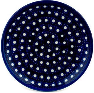 Polmedia Polish Pottery Mini Plate, Coaster plate UNIKAT - White Polka Dot Pattern Handmade in Boleslawiec Poland by Ceramika Artystyczna + Certificate of Authenticity