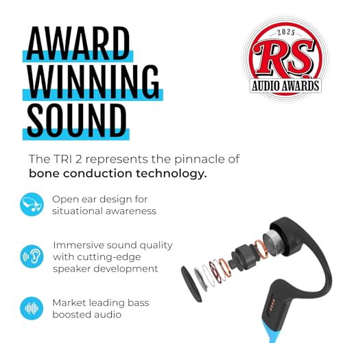 H2O Audio TRI 2 PRO Multi-Sport Waterproof Bone Conduction Open Ear Headphones, Bluetooth 5.3 for Running and Cycling, MP3 Mode for Swimming, IPX8, 8GB Memory, Playlist+ App Included for Streaming - Image 2