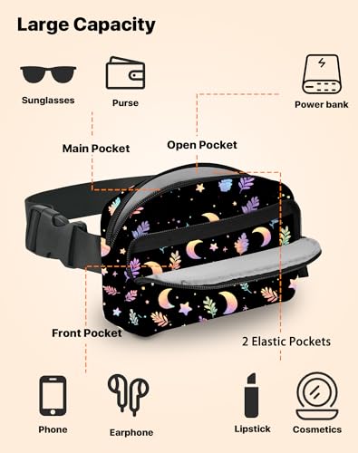 Image of Moon Fanny Pack for Women Belt Bag Fashion Everywhere Waist Pouch Lightweight Crossbody Bags with Adjustable Strap