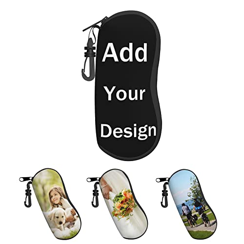 GUANGSHACORA Custom Eyeglasses Case, Add Your Image Text Logo Personalized Ultra Light Portable Sunglasses Case with Clip (Style 2)