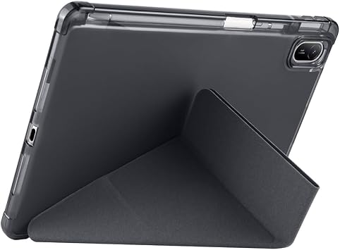 Aksesuarcim Huawei ile Uyumlu Matepad 11.5 2025/2023 Kılıf Silikon Yumuşak Kalem Bölmeli Esnek 4 Farklı Stand Olabilen Tablet Kılıfı Siyah
