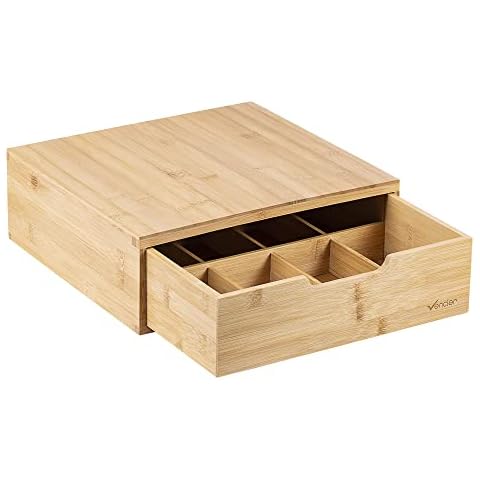 Vencier Bamboo Coffee Pod Drawer with Stand Cover