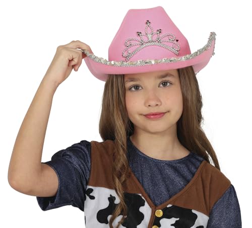 Chapeau de cowboy rose enfant en feutre pour déguisement Fiestas Guirca
