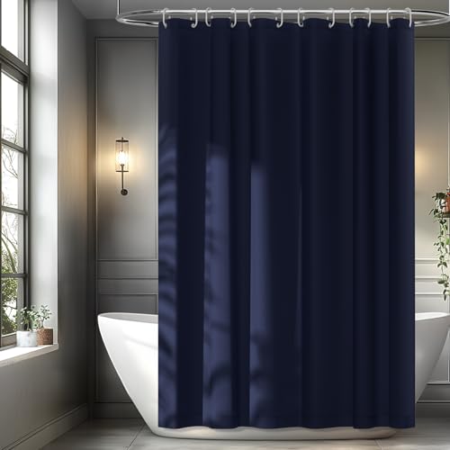 Seenus Navy Blue Fabric Shower Curtain Liner with 3 Magnets, 72 x 72 inch Waterproof Cloth Shower Liner Washable, Neutral Dark Shower Curtain for Bathroom