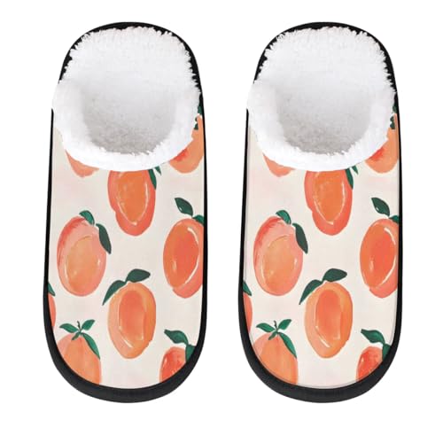 Hsnar Sweet Peaches Non Slip House Slippers for Women Indoor Slippers for Men Soft House Shoes Spa Slippers, L