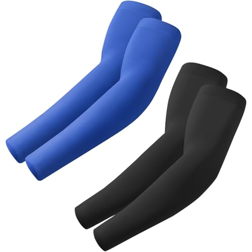 fuinloth 2 Paare Gaming Arm Sleeves, Arm Stulpen Armschoner für Damen/Herren, Volleyball Basketball Sport Ärmel Schwarz+Blau fuinloth 2 Paare Gaming Arm Sleeves, Arm Stulpen Armschoner für Damen/Herren, Volleyball Basketball Sport Ärmel Schwarz+Blau