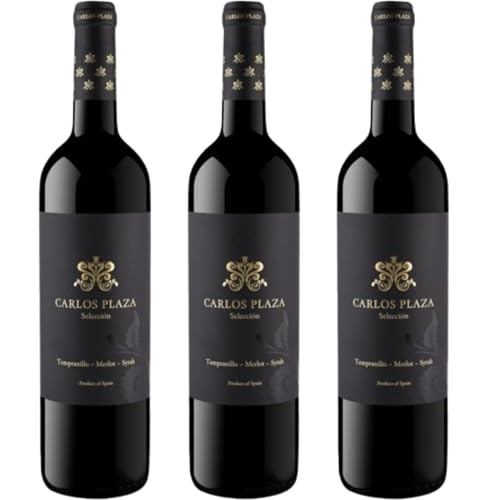 Carlos Plaza Selección, vino tinto español joven con Syrah, Tempranillo y Merlot, ideal para compartir momentos especiales con sabor equilibrado y frutal.| 3 botellas