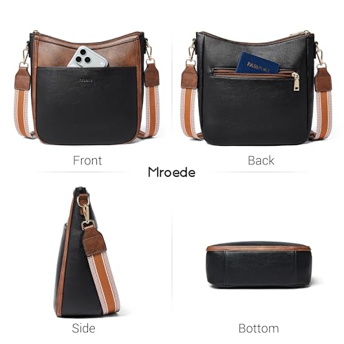 Image of Leather Crossbody Purse for Women Crossbody Bag for Daily Travel | Trendy Vegan Leather Medium Crossbody Purse with Adjustable Strap Women's Hobo Shoulder Handbags for Work
