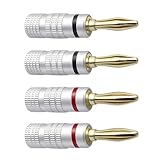 Anei Banana Cable Plugs, Audio Jack Connector, Dual Screw Lock, Speaker Cable Connector for Amplifier, HiFi, Receiver Black circle * 2+Red circle * 2-4-piece set
