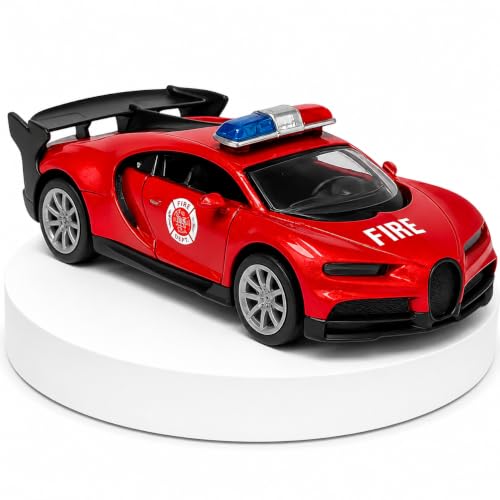 Image of Amisha Gift Gallery Diecast Bugatti Fire Ambulance Toy Car for Kids | 1:36 Scale Model, Metal, Pull Back, Sports Car, Boys