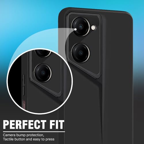 Image of WOW IMAGINE Slim Back Cover for iQOO Z9 Lite | Vivo T3 Lite 5G | Y18t | Y18 | Y18e | Y03 | Y28s | Blade Series Ultra Thin Case | Camera Protection | Soft Matte Silicone Flexible Mobile Case - Black
