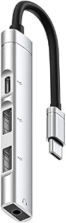 USB C Extender Type C Dock Station 4 In 1 HUB USB2.0 OTG Converter Aluminum Alloy USB TypeC Extender HUB Type C Dock Station Type C Docking Station Extension HUB With USB C 3.5mm Adapter 2xUSB2.0 OTG