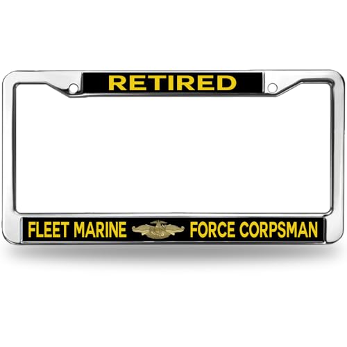 Image of Retired Marine Corps Medic Customized License Plate Frame for Retired Military Personnel Medical Medic Exclusive License Plate Frame
