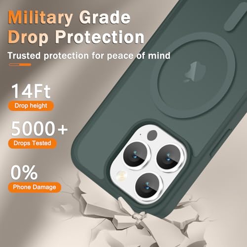 Image of YENAPOON for iPhone 15 Pro Max Case, Matte Magnetic Phone Cover [with 1 Screen Protector] [Support for MagSafe] [Shockproof Military Grade Protection] Translucent Frosted Back, Gray