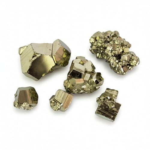 Natural Pyrite Crystal from Peru | Pack 5 or 6 units | Brilliant Cubic, Octahedral or Pyritohedral Crystals | Iron Pyrite Stone with Healing Properties for Decoration or Jewelry Making (5 to 6 Ounce)