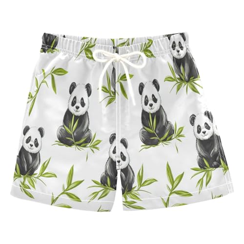Boccsty Green Leaves Pandas Boys Swim Trunks Baby Kids Swimwear Summer Toddler Beach Board Shorts 2T