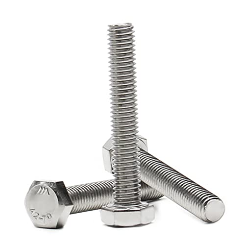 Image of Bettomshin 5Pcs M8 x 50mm Hex Bolts, 304 Stainless Steel 1.25mm Thread Pitch Fully Threaded Metric Hex Head Screw Bolts, Hexagon Screw Bolt, Hex Tap Bolts, Silver (Overall Size 55.45x13x13mm)
