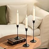 Nuptio 3 Pcs Black Candlestick Holders Taper Candles Holder Candle Stick Holder for Dining Table Halloween Candle Holders for Tapered Candles Decorative Centerpiece for Christmas Party Housewarming
