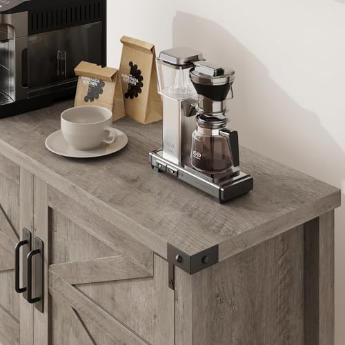 Garvee Farmhouse Console Table With Storage, Wooden Sofa Table With Double Doors And Open Shelf, Rustic Entryway Table For Hallway, Living Room, Or Dining Room (Gray) - 4